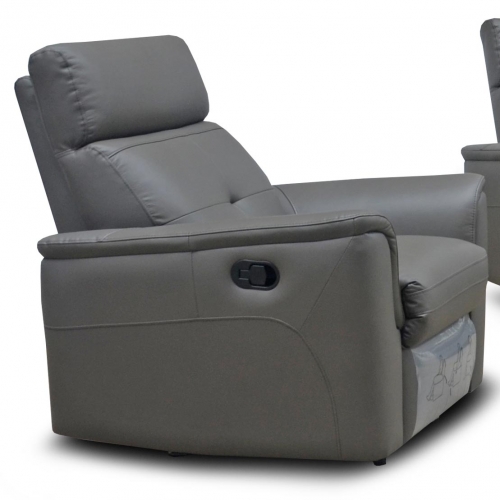 8501 Manual Recliner in Grey Italian Leather