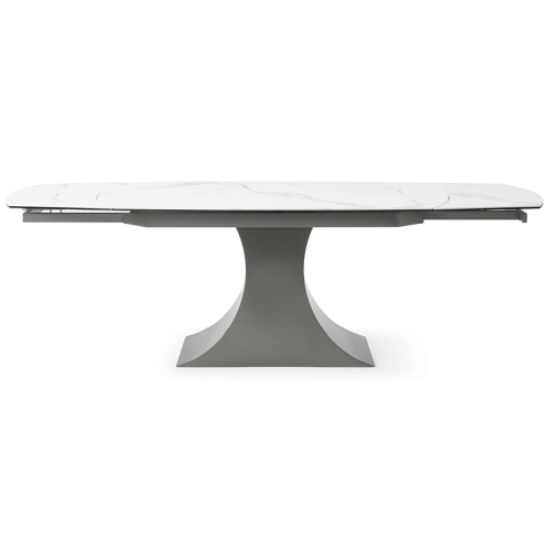 9035 63" Extension Dining Table in White Marble Look Ceramic