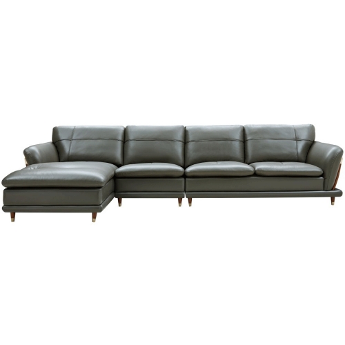 9180 Sectional Sofa w/ Left Facing Chaise in Grey Green Top Grain leather