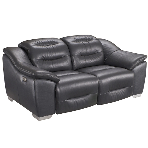 973 67" Loveseat w/ 2 Recliners in Dark Grey Charcoal Top Grain Leather