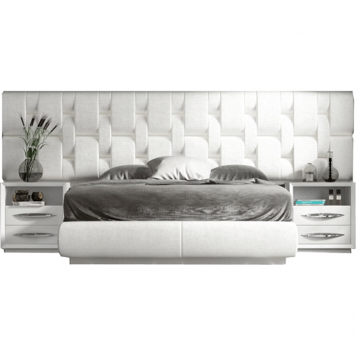 Emporio King Bed in Victoria White Eco Leather & White Finish