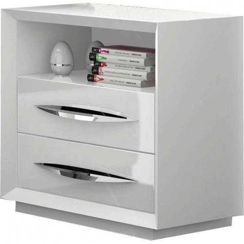 Emporio Nightstand in High Gloss & Matte White Finish