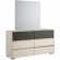 Alfa Double Dresser & Mirror in Gloss Light Beige, Gray & Champagne