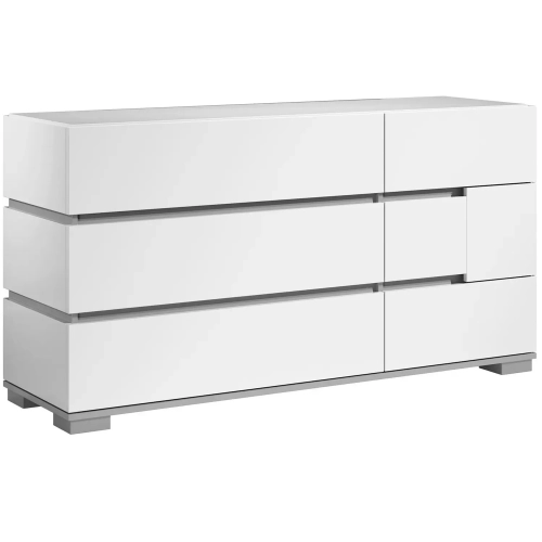 Athena Double Dresser in High Gloss White Finish