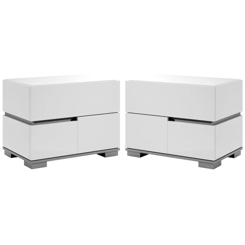 Athena Left & Right Nightstand Set in High Gloss White Finish