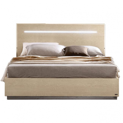 Ambra Queen Bed in Birch & Black Nickel