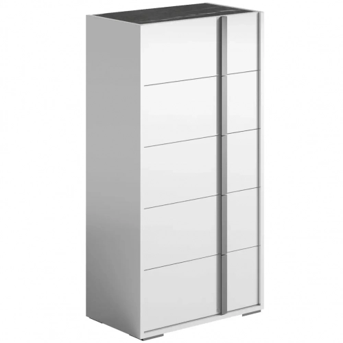 Bianca 5 Drawer Chest in White & Dark Grey Marble Color Finish
