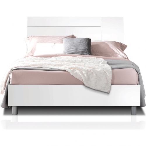 Panarea King Bed in White Wood Panel