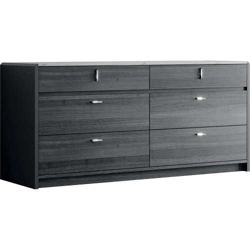 Vulcano Double Dresser in High Gloss Grey Oak & White Marble Look