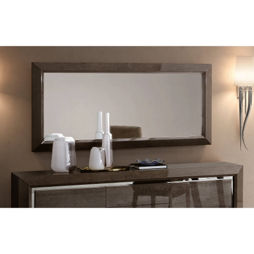 Elite Mirror in High Gloss Silver Birch Wood Veneer