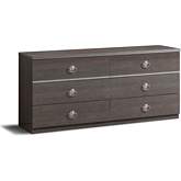 Nabucco Double Dresser in High Gloss Silver Birch Finish