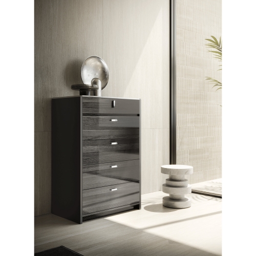 Vulcano Chest in High Gloss Grey Oak & White Marble Look