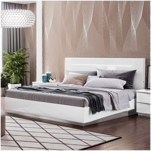 Onda King Bed in Legno White