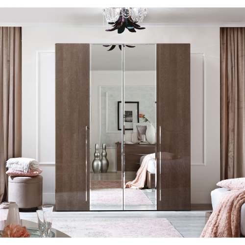 Platinum 4 Door Wardrobe in Silver Birch w/ 2 Mirrors