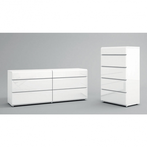 Sara 5 Drawer Tall Chest in High Gloss White