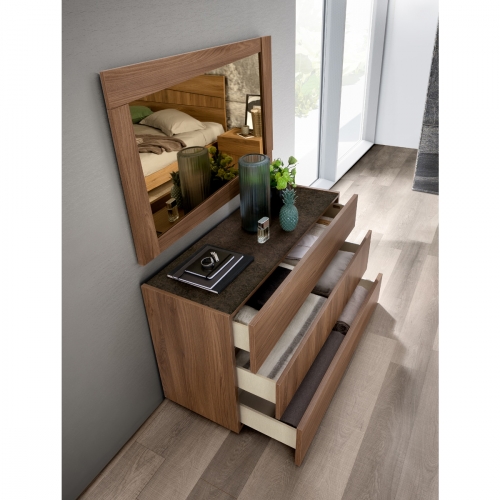 Storm 3 Drawer Single Dresser in Matte Finish Walnut Melamine