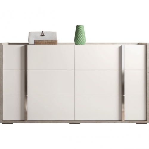 Treviso Double Dresser in Eco Stone & High Gloss White