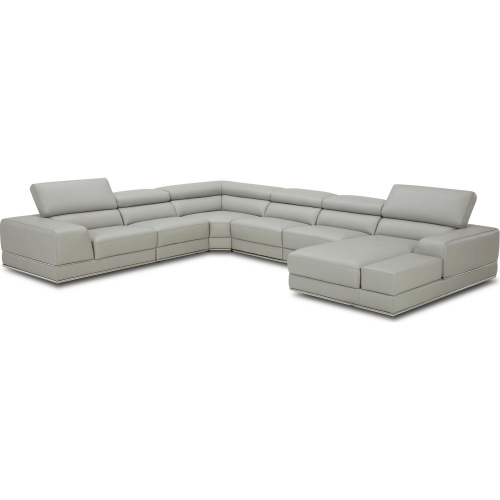 1576 Sectional Sofa w/ Right Chaise in Grey Top Grain Leather