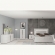 Carrara King Bed with LED Headboard in High Gloss White, Grey & Silver