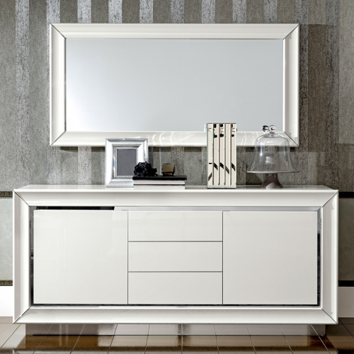 Dama Bianca 3 Drawer Buffet in High Gloss Ivory