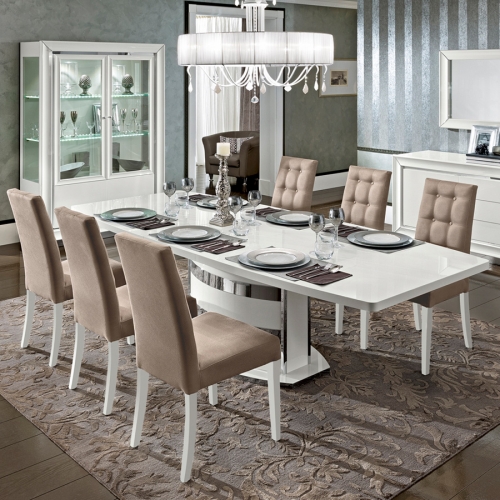 Dama Bianca 79" Extension Dining Table in High Gloss Ivory