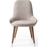 1287 Dining Chair in Beige Fabric, Walnut Finish & Stainless Steel (Set of 2)