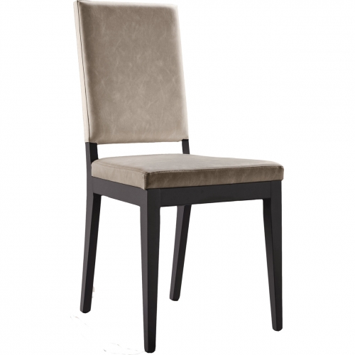 Kali Dining Chair in Sand Eco Leather & Wood (Set of 2)