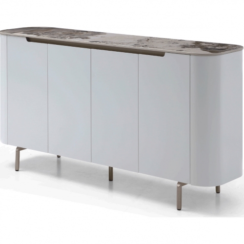 8010 Buffet in Gloss Pandora Ceramic, White & Golden Champagne Finish