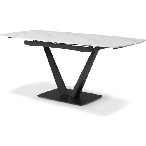 109 71" Extension Dining Table in White Marble Look Ceramic