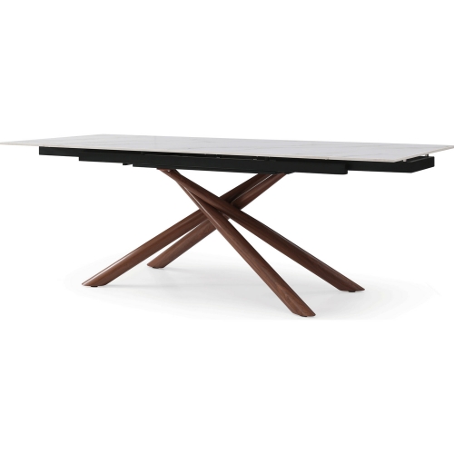 9063 71" Ext Dining Table in Marble Look Ceramic & Walnut Finish