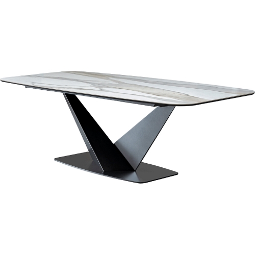 Elite 94" Dining Table in Multicolor Marble Look Ceramic & Metal