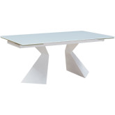 992 74" Extension Dining Table in White Glass & Metal