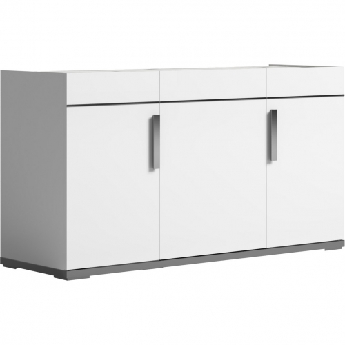 Carrara 3 Door Buffet in Gloss White & Carrara Marble Look