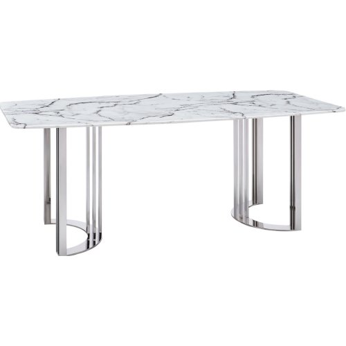 131 79" Dining Table in Marble Look & Stainless Steel