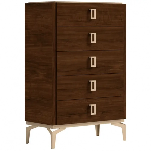 Eva Chest in Walnut Brown Finish & Gold