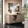 Fidia 3 Door Buffet in Light Beige & Black Marble Look