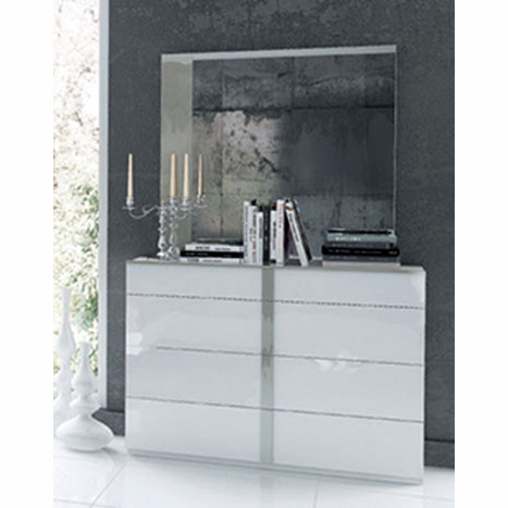 Granada 120 46" Dresser in High Gloss White & Silver