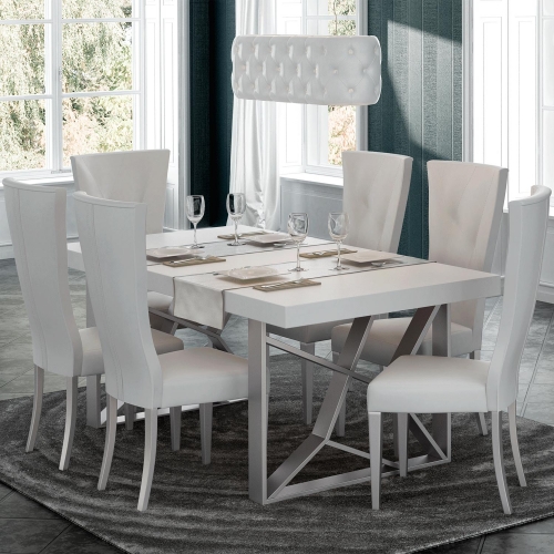 Kiu Dining Chair in White Eco Leather & Grey