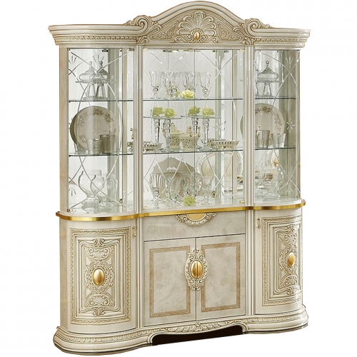 Leonardo 4 Door China Cabinet in Ivory