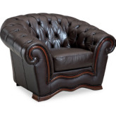 262 Arm Chair in Tufted Brown Italian Leather