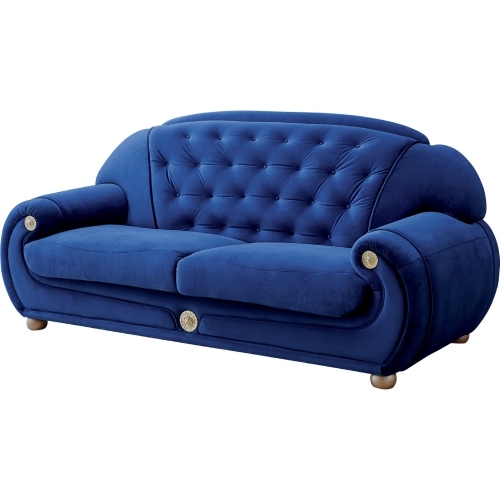 Giza Sofa in Tufted Dark Blue Velour Fabric