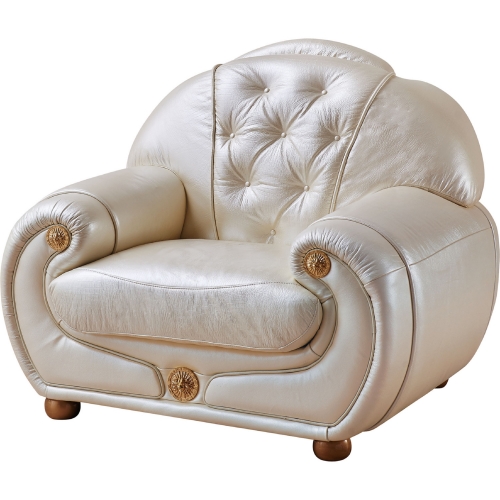 Giza Arm Chair in Tufted Beige Ivory Leather