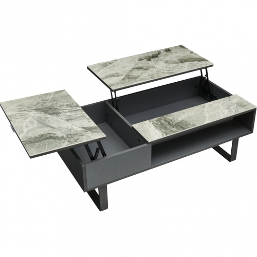 1389 Coffee Table w/ Storage in Grey & Marble Look