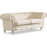 287 Sofa in Tufted Ivory Italian Leather w/ Nailhead