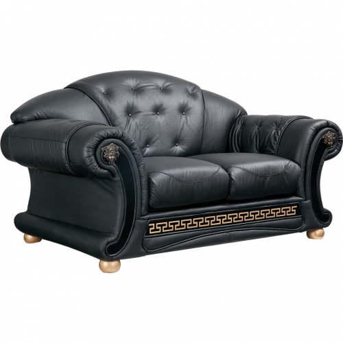 Apolo Loveseat in Black Italian Leather