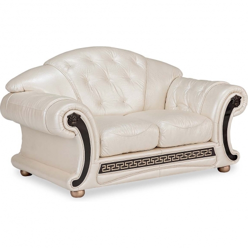 Apolo Loveseat in Tufted Shiny Pearl Faux Croc Leather