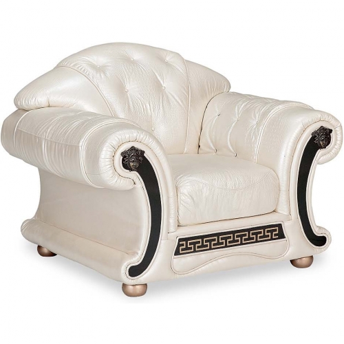 Apolo Arm Chair in Tufted Shiny Pearl Faux Croc Leather