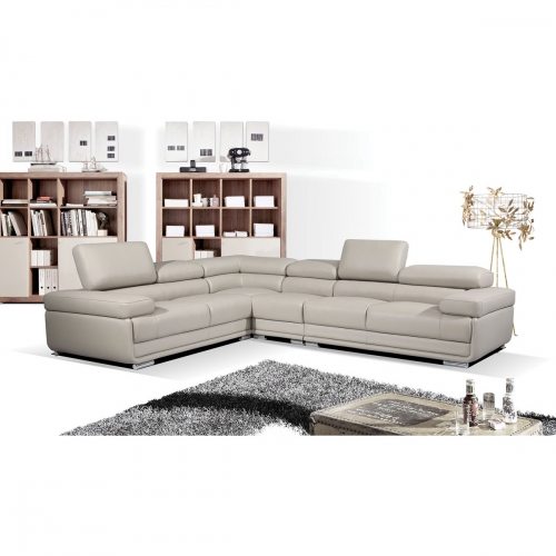 2119 Sectional Sofa w/ Left or Right Chaise in Light Grey Leather