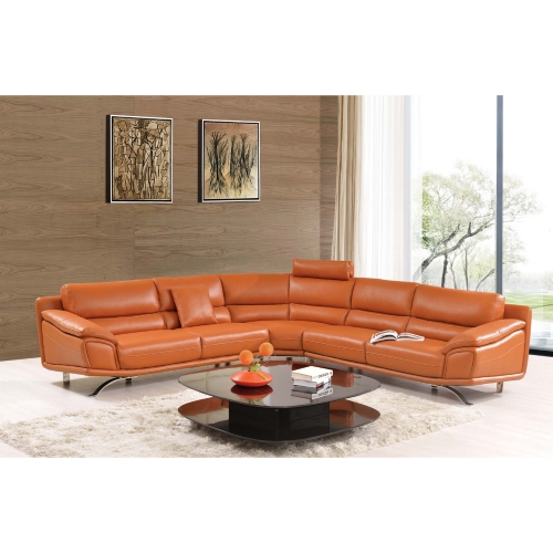 533 Sectional Sofa in Orange Italian Leather