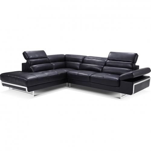 2347 Sectional Sofa with Left Chaise in Brown Leather